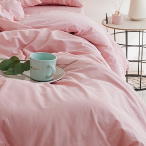 Комплект постельного белья из сатина Розовая пудра евро